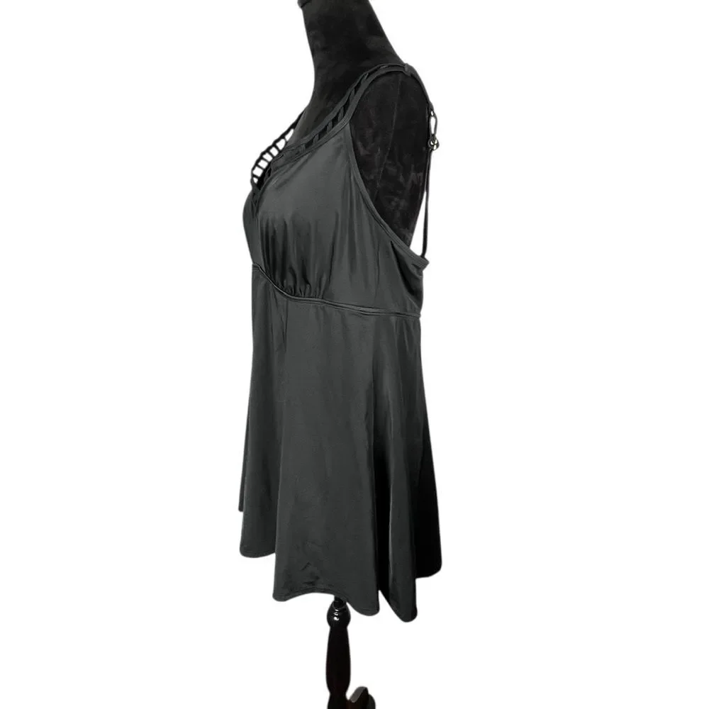 Swimsuits for All Black Swimsuit One Piece Swim Dress Wire Free Skater Swim Suit